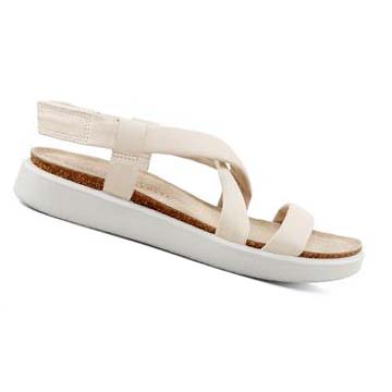 Women's Ecco Corksphere Flat Sandals White | SG 166EBC